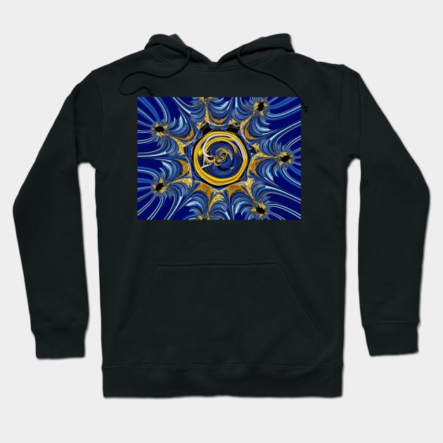 Blue and gold mandala Hoodie by Edward L. Anderson 